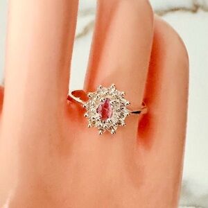 Elegant 925 Sterling Silver Pink and Silver Women's Ring. Size 9. New